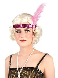 Sequined Flapper Headband hot pink