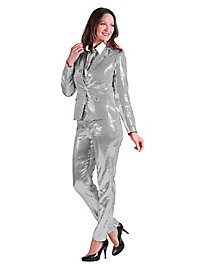 Sequined suit for ladies silver