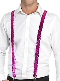 Sequined suspenders pink