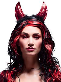Serre-tête cornes de diable à paillettes