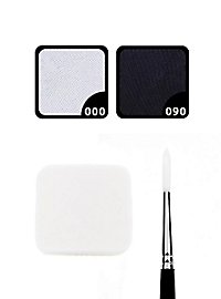 Set De Maquillaje Al Agua Negro-Blanco Con Esponja Y Pincel