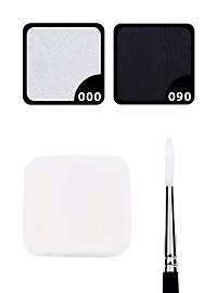 Set De Maquillaje Al Agua Negro-Blanco Con Esponja Y Pincel