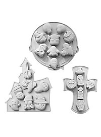 Set di 3 stampi in silicone per Halloween Mostri e simboli di Halloween per dolci, cioccolato e cubetti di ghiaccio