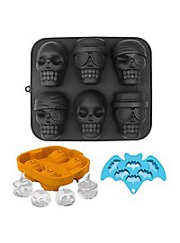 Set di stampi in silicone per Halloween: teschi, zucche, pipistrelli per dolci, cioccolatini e cubetti di ghiaccio, set di 3 pezzi