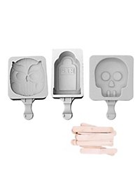 Set di stampi per ghiaccioli in silicone pietra tombale, gufo, teschio set di 3