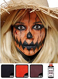 Set Trucco Halloween 19 Pezzi: Colori Nero, Bianco, Rosso + Sangue Finto - Kit Professionale Per Viso, Effetti Speciali E Teatro
