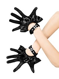 Short Satin Gloves with Ruffle 