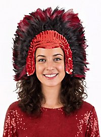 Showgirl Headdress with Feathers red-black
