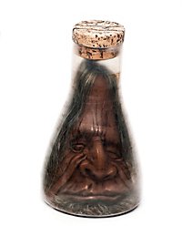 Shrunken head in Erlenmeyer flask brown