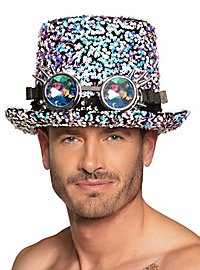 Silver glitter steampunk top hat