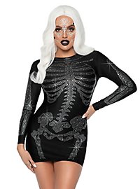 Skelet Strass Kjole Sort