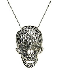 Skull with Rhinestones Necklace silver