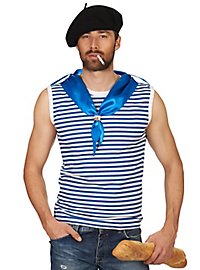 Sleeveless striped shirt with scarf