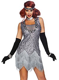 Sølvfarvet Charleston Kjole Med Frynser