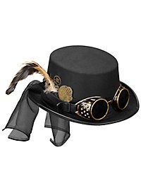 Sombrero De Copa Steampunk Bajo Con Gafas