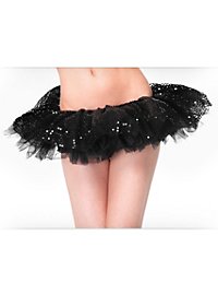 Sottoveste in tulle nero con paillettes