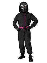 Squid Game – Costume d'Officier Masqué pour Enfants Noir