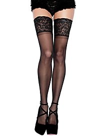 Stay up stockings with wide border black