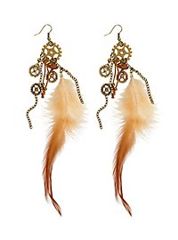 Steampunk Earrings Feathers