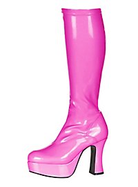 Stivali con plateau e zip rosa