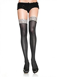 Stockings with Leopard Trim 