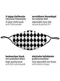 Stoffmaske Harlekin schwarz-weiß