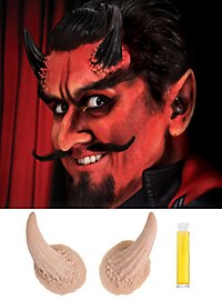 Store Latexhorn Djævel Med Mastix Hudlim