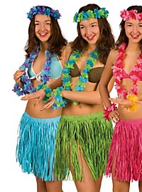 Bananenblätter Rock mit Hawaii Blumen Damen Kostüm Südsee Beach Party Strand