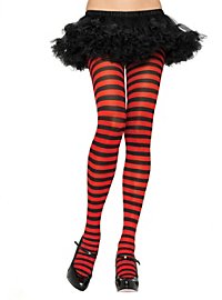 Stribet Strømpebukser Sort-Rød