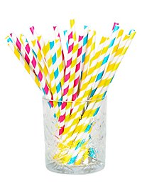 Striped paper straws coloured 20 pieces