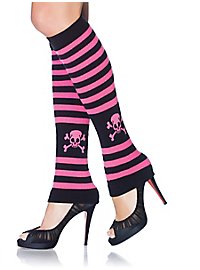 Striped pirate leg warmers pink-black