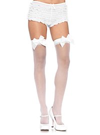 Suspender stockings with bows white