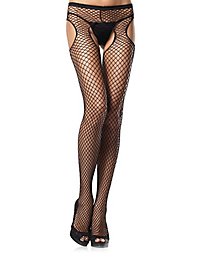 Suspender tights coarse meshed