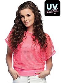 T-shirt à manches courtes en maille rose fluo