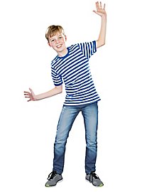 T-shirt à rayures pour enfants demi-manches bleu-blanc