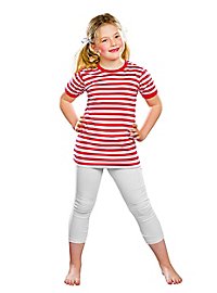 T-shirt à rayures pour enfants demi-manches rouge-blanc