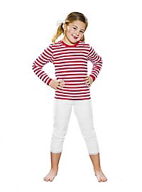 T-shirt à rayures pour enfants manches longues rouge-blanc