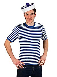 T-shirt rayé demi-manches bleu-blanc