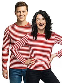 T-shirt rayé manches longues rouge et blanc