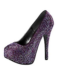 Tacchi alti colorati con strass viola
