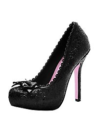 Tacones Altos Brillantes Negros