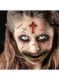 Tatuaggio adesivo con volto di zombie posseduto