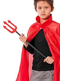 Teufelkostüm für Kinder 4-teilig mit Umhang, Teufelshörnern, Dreizack und Schminke