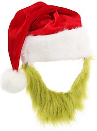 The Grinch Christmas hat with beard