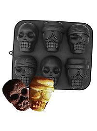 Totenkopf Silikonform für Minicakes 6-fach