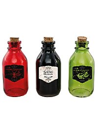 Tre Glasflasker Med Kork Halloween Pynt