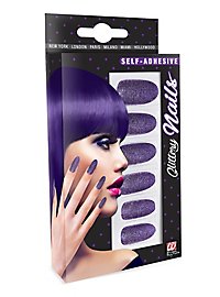 Uñas Postizas Brillantes Violetas