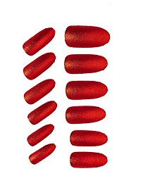 Uñas Postizas Rojas Con Purpurina