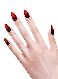 Uñas Postizas Stiletto Negro-Rojo