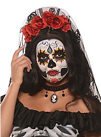 Veil with roses grey